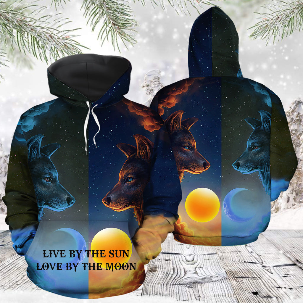 Wolf Sun And Moon T2511 unisex womens & mens, couples matching, friends, funny family sublimation 3D hoodie christmas holiday gifts (plus size available)