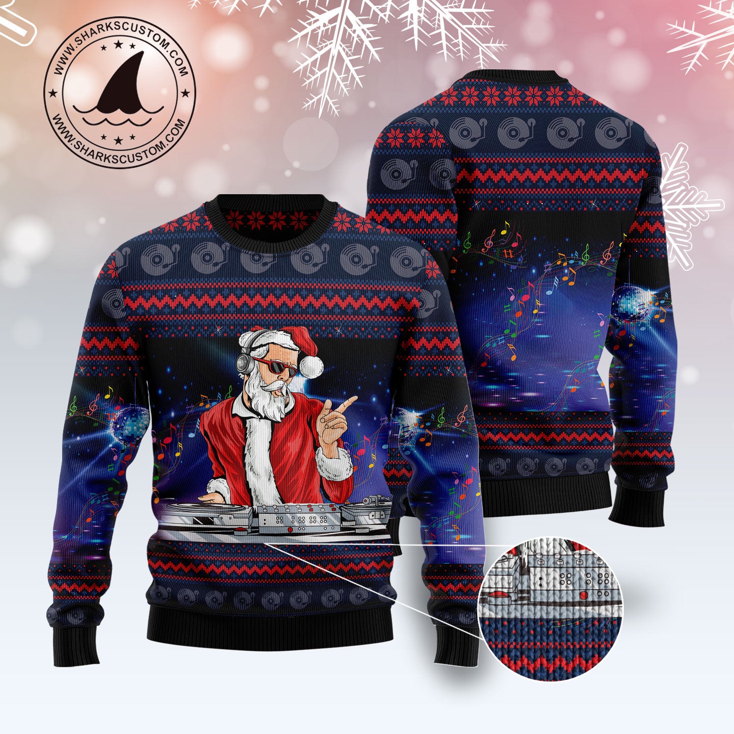 Santa Claus Dance Night Party HZ120914 unisex womens & mens, couples matching, friends, funny family ugly christmas holiday sweater gifts (plus size available)