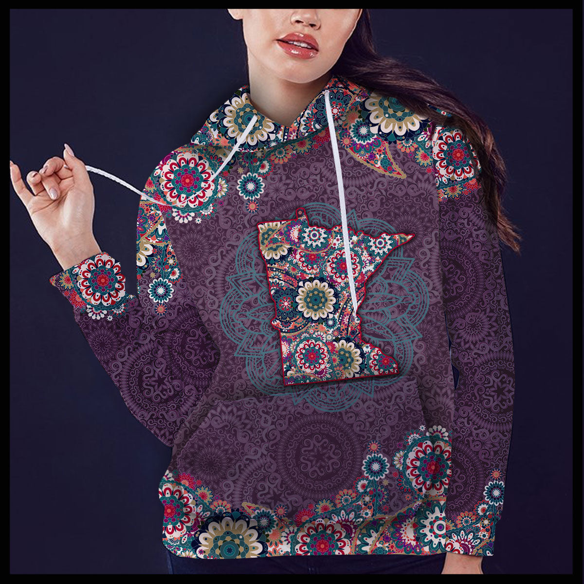 Minnesota Floral Mandala T710 - All Over Print Unisex Hoodie