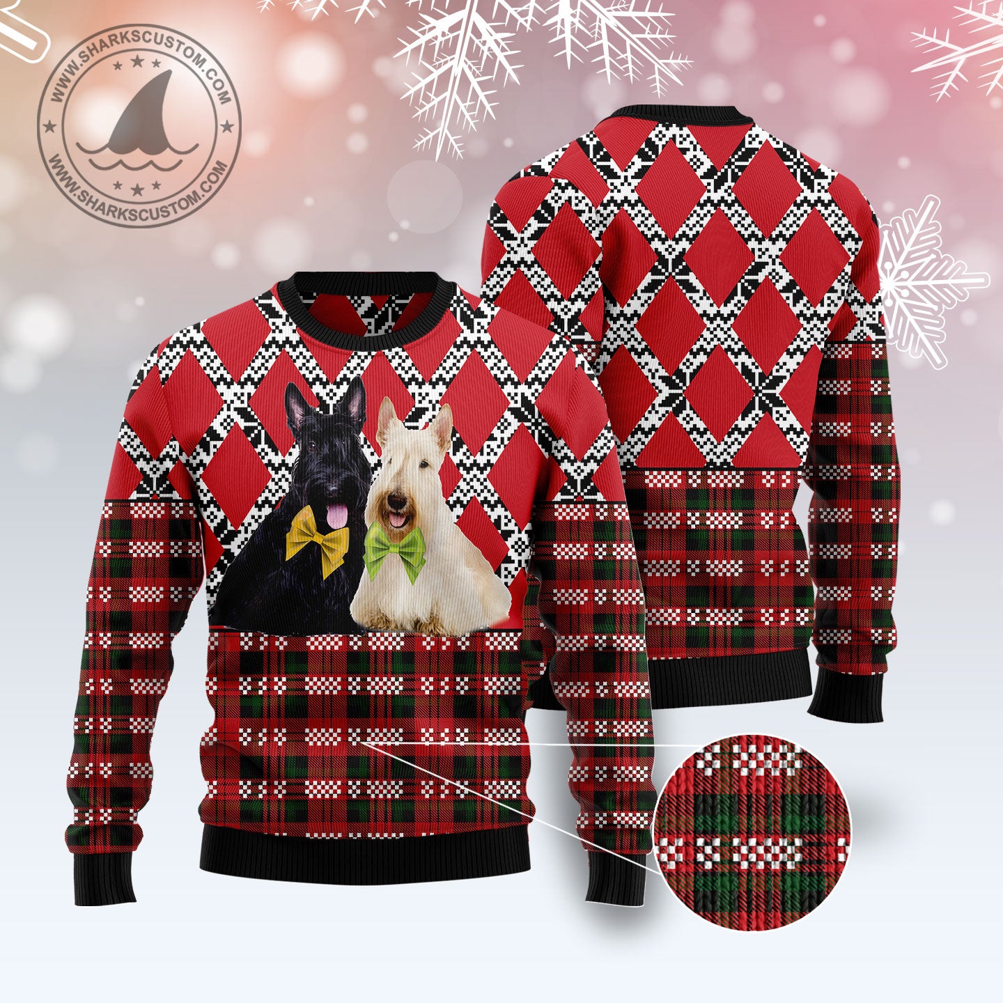 Scottish Terrier Black And White T1410 Ugly Christmas Sweater