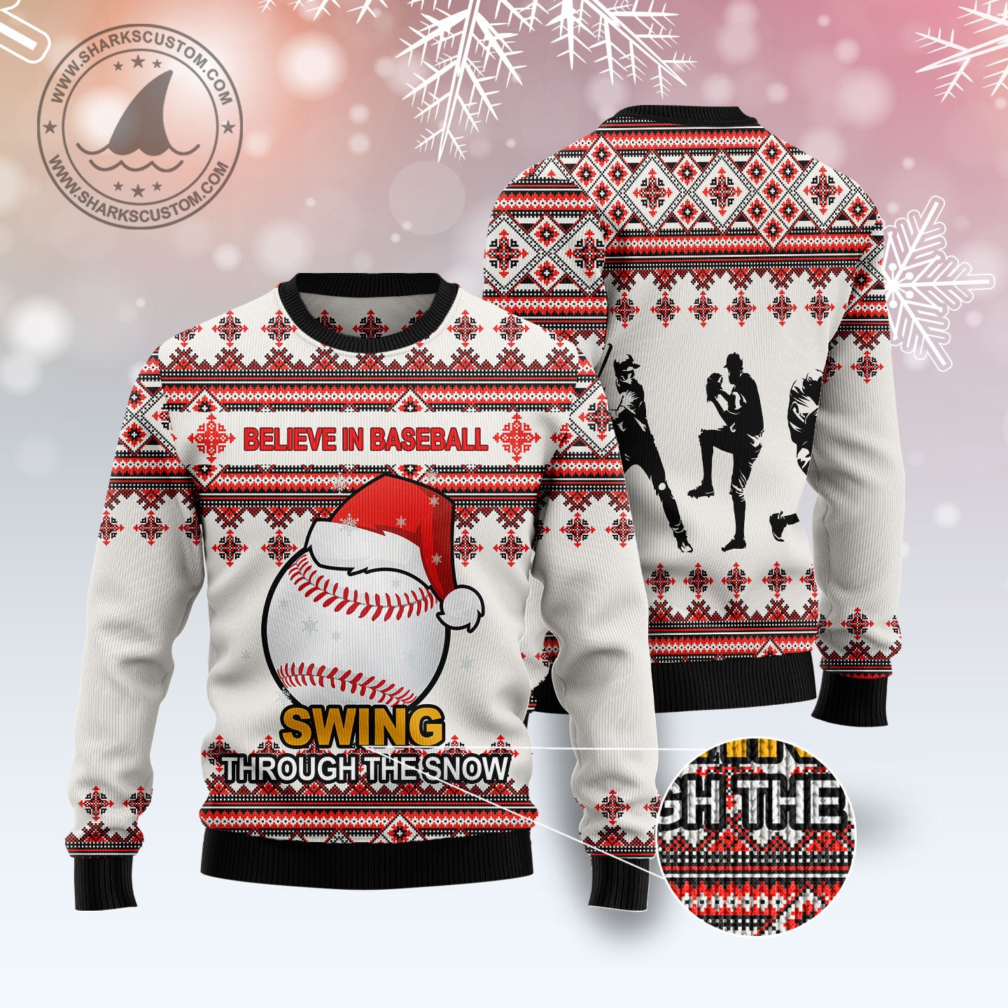 Baseball Santa Hat T2110 Ugly Christmas Sweater