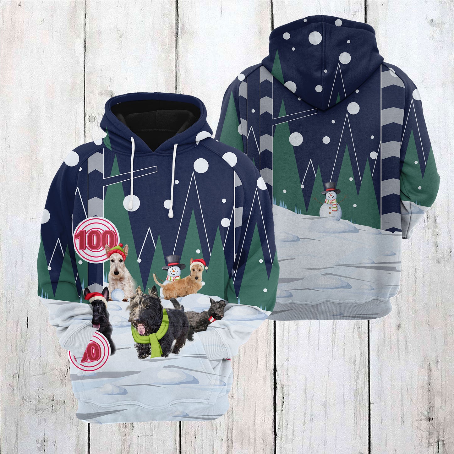 Scottish Terrier Playing Christmas T1610 - All Over Print Unisex Hoodie