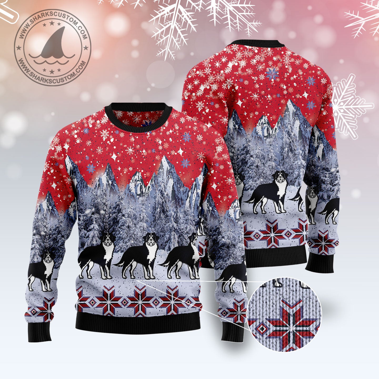 Bernese Mountain Dog Snow T1910 Ugly Christmas Sweater
