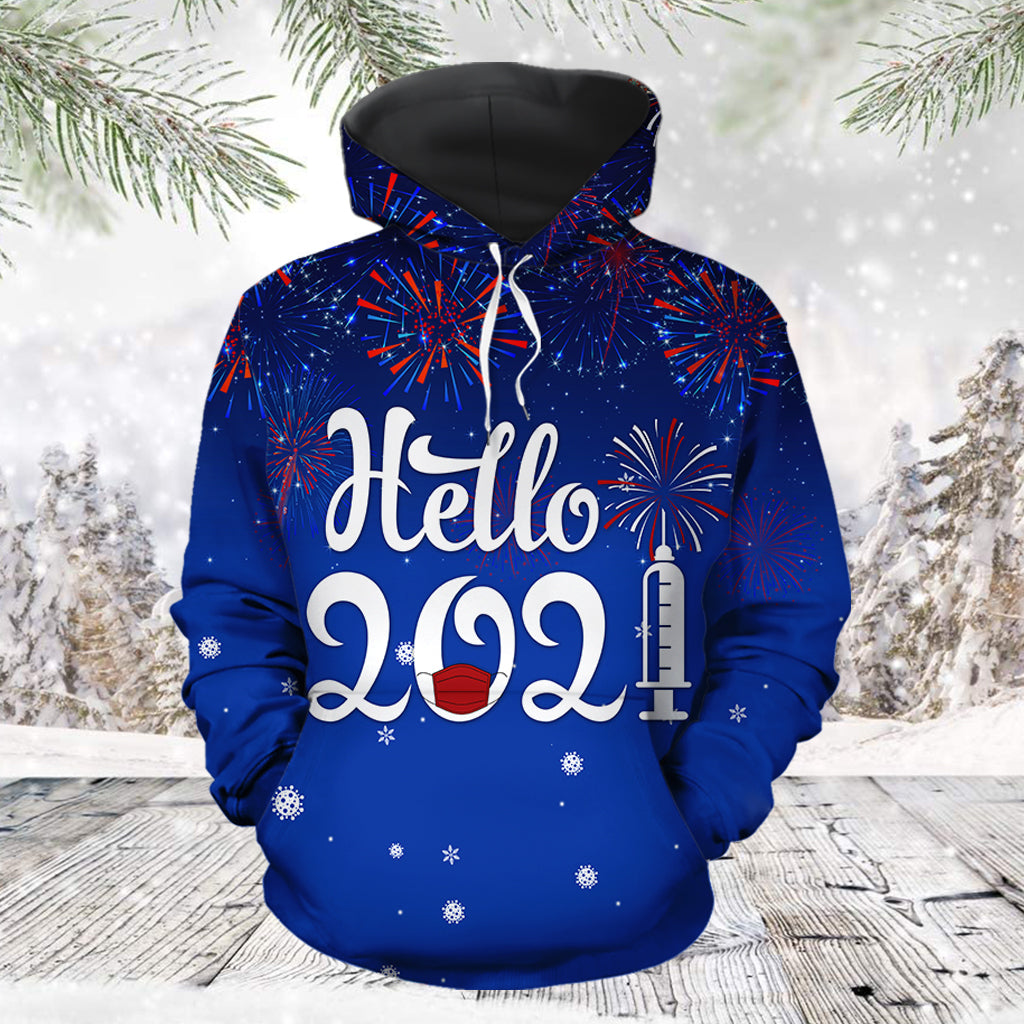 Hello 2021 H121712 unisex womens & mens, couples matching, friends, funny family sublimation 3D hoodie christmas holiday gifts (plus size available)