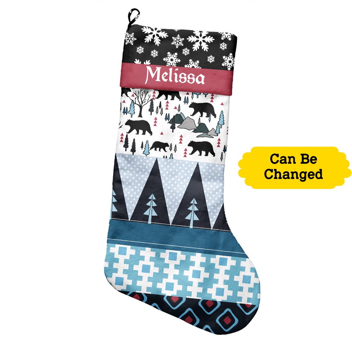 Rustic Christmas Pattern Custom Name Personalizedwitch Christmas Stocking