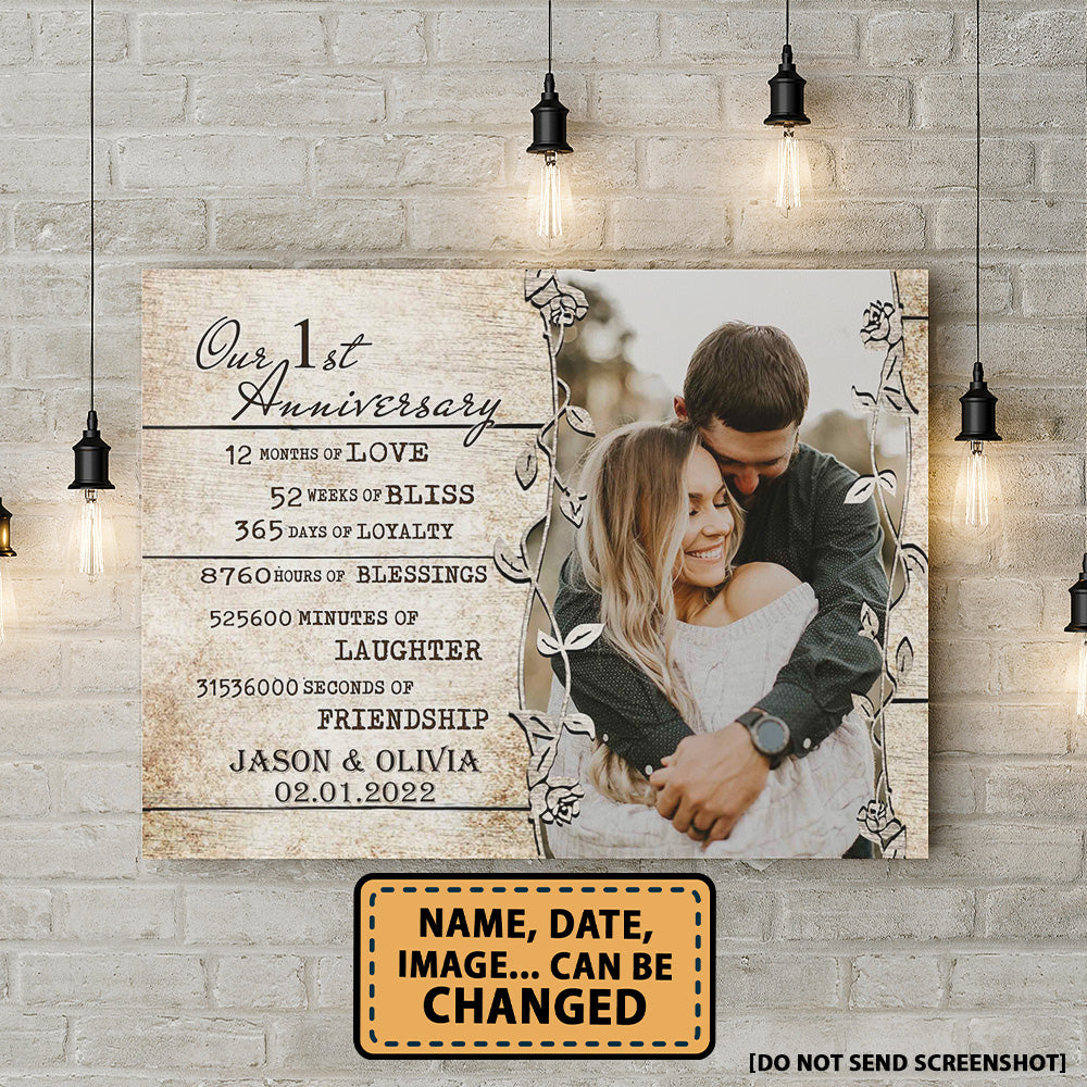 Our 1st Anniversary Timeless love Valentine Gift Personalized Canvas
