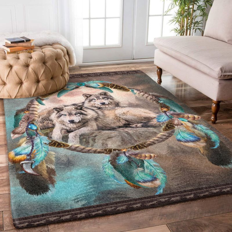 Dreamcatcher Wolves Rectangle Rug 5