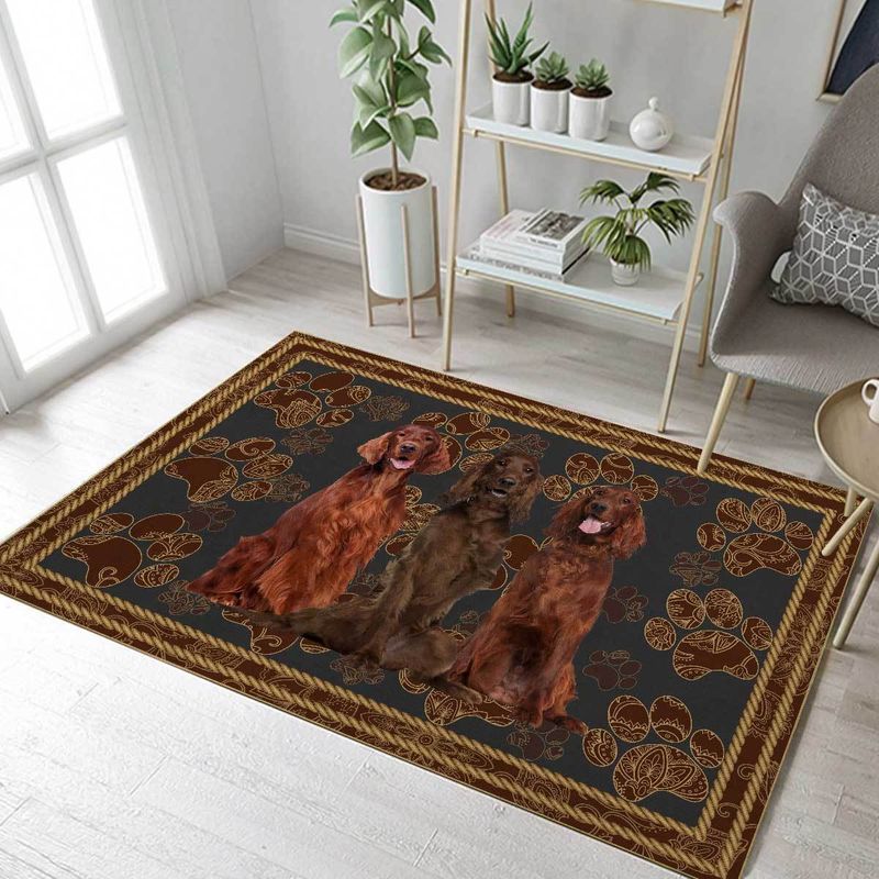 Irish Setter Floral Paw Rectangle Rug 112