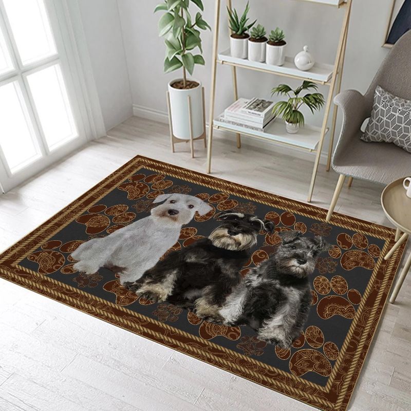 Miniature Schnauzer Paw Floral Rectangle Rug 22