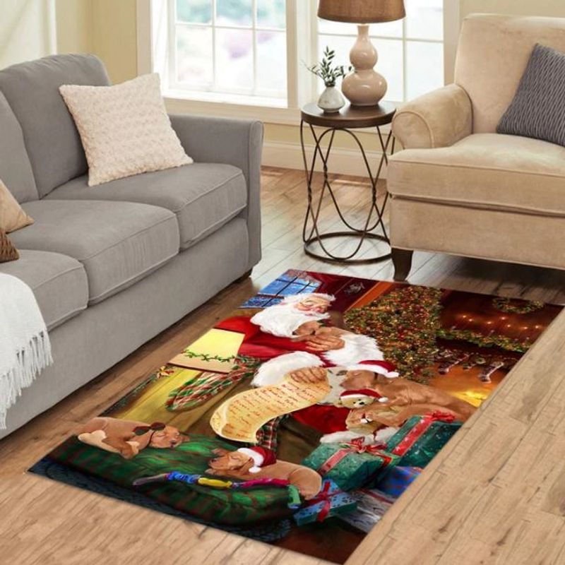 Santa Sleeping With Vizsla Dogs Rectangle Rug 26