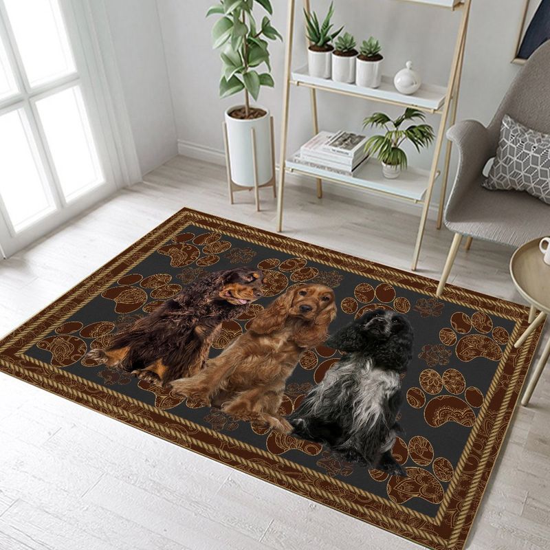 English Cocker Spaniel Floral Paw Rectangle Rug 112