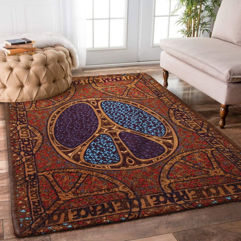 Love Peace Hippie Rectangle Rug 26