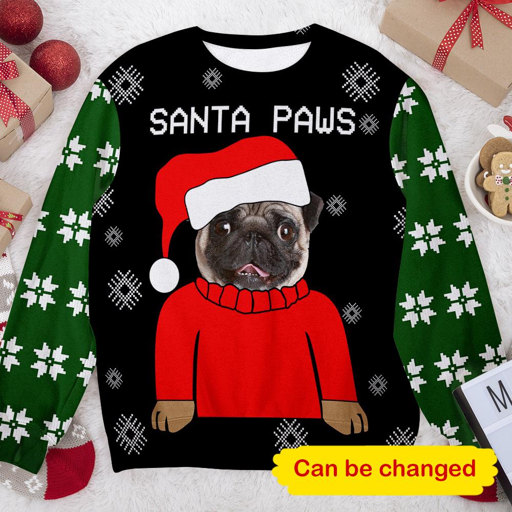 Santa Paws Custom Face Personalizedwitch Personalized Christmas Sweater
