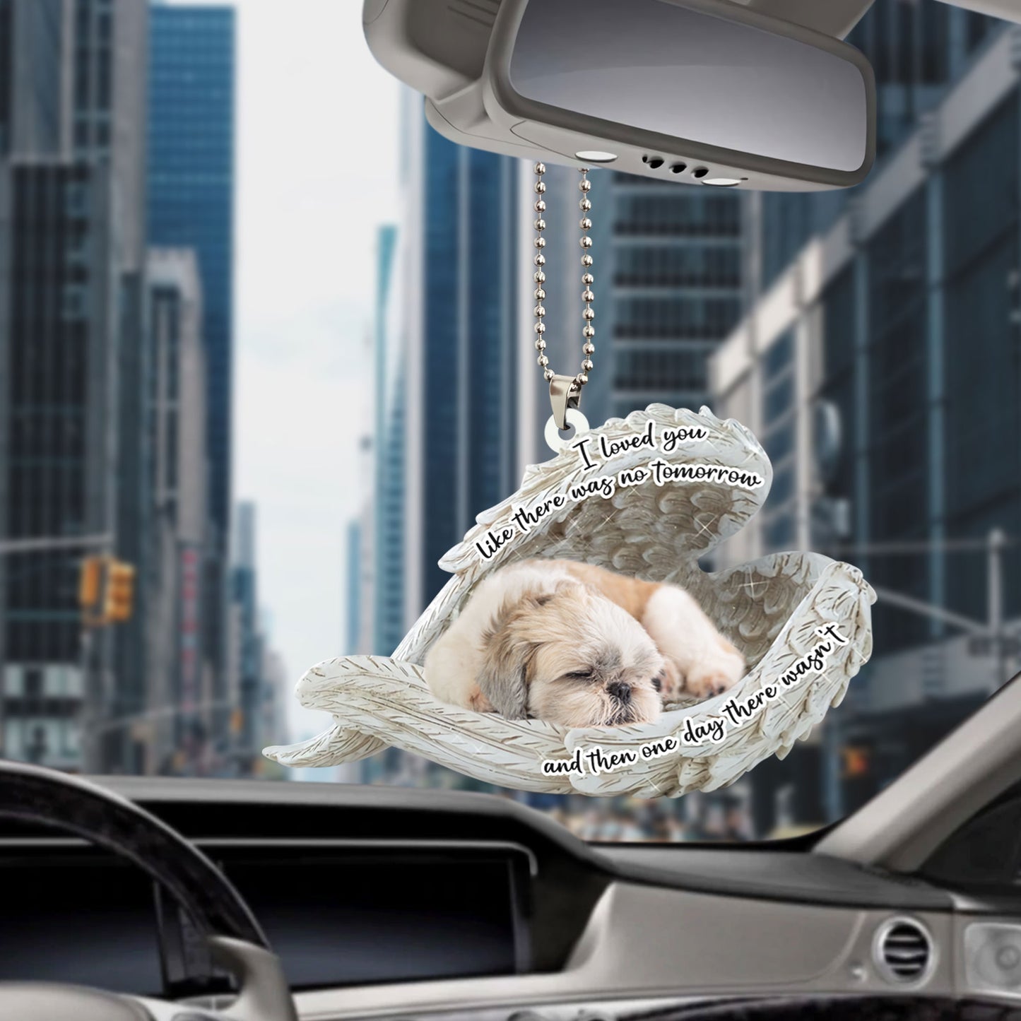 Shih Tzu Sleeping Angel Personalizedwitch Flat Car Ornament