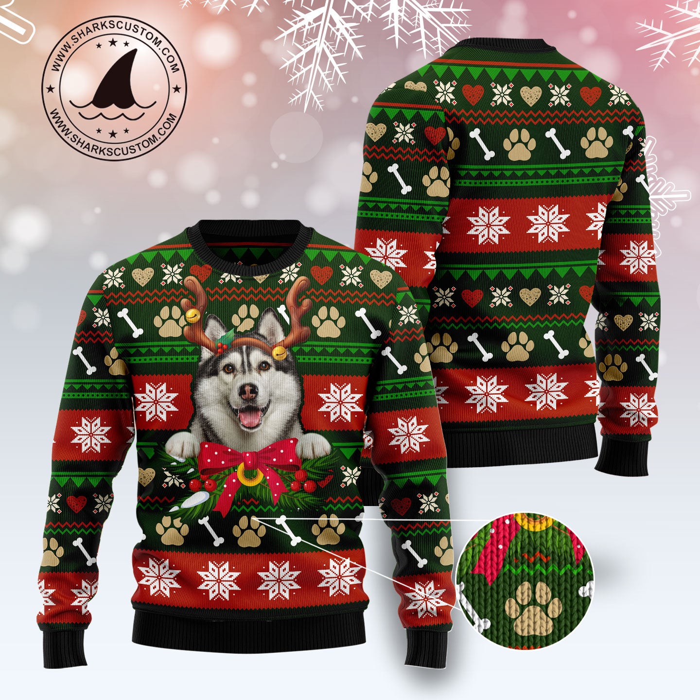 Siberian Husky Funny TY0412 unisex womens & mens, couples matching, friends, funny family ugly christmas holiday sweater gifts (plus size available)