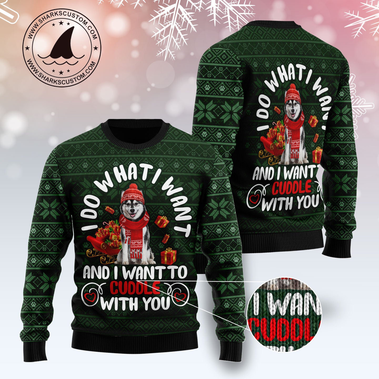 Siberian Husky I Want TY0712 unisex womens & mens, couples matching, friends, funny family ugly christmas holiday sweater gifts (plus size available)