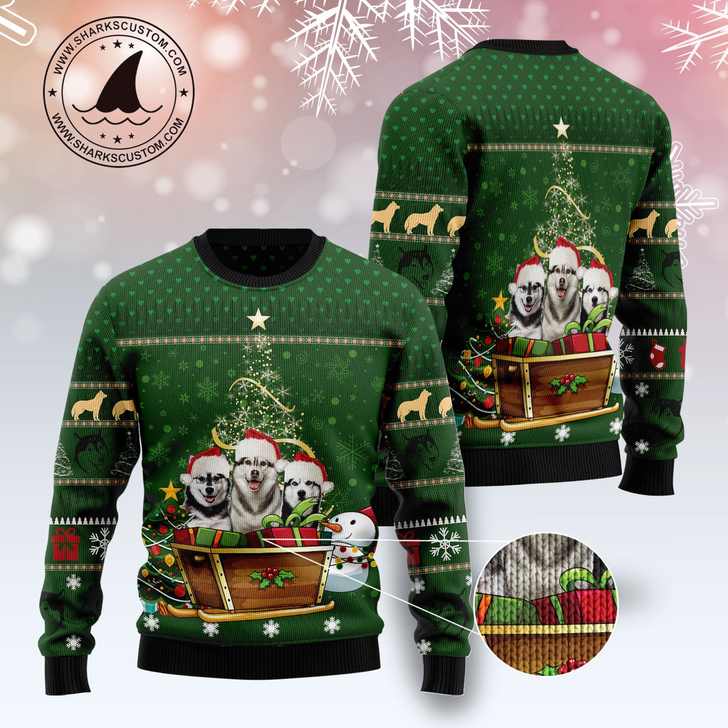 Siberian Husky Group Xmas TY0812 unisex womens & mens, couples matching, friends, funny family ugly christmas holiday sweater gifts (plus size available)