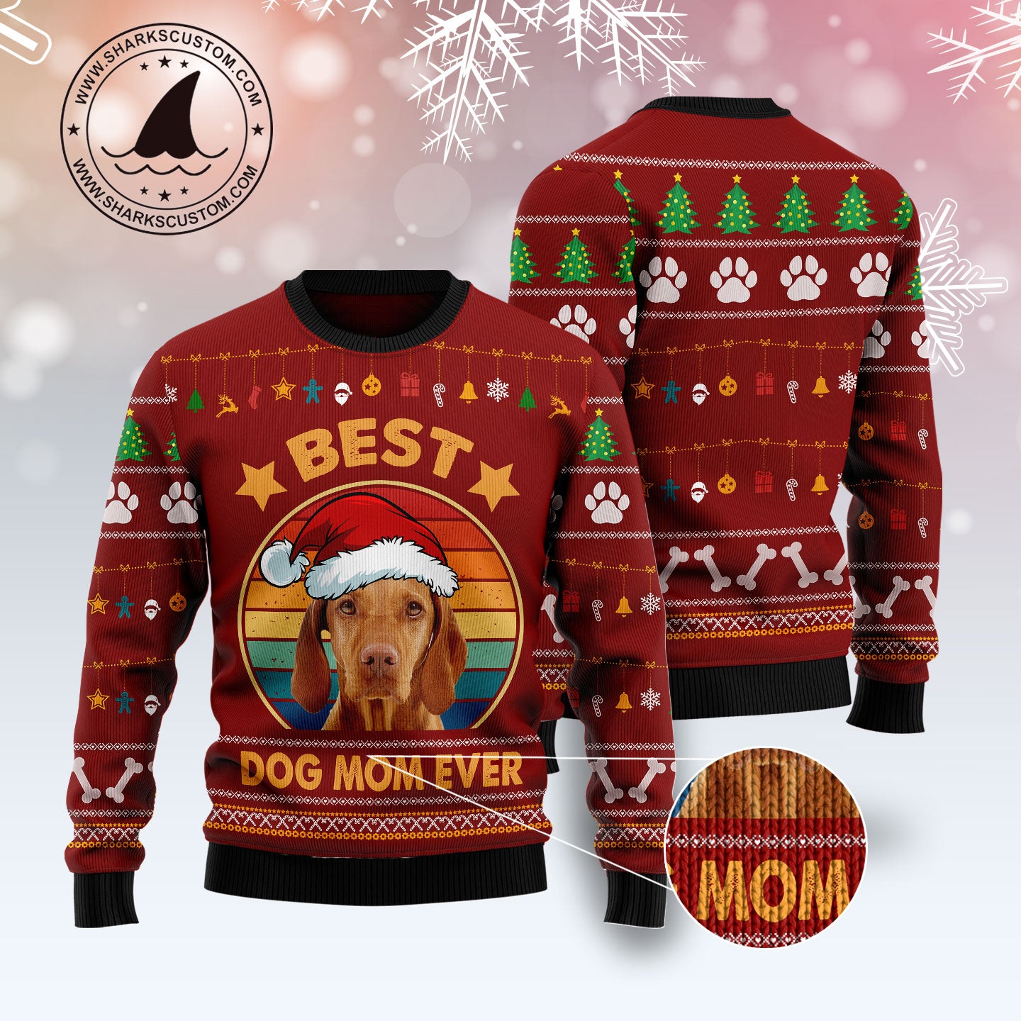 Vizsla Best Dog Mom Ever TY0411 Ugly Christmas Sweater