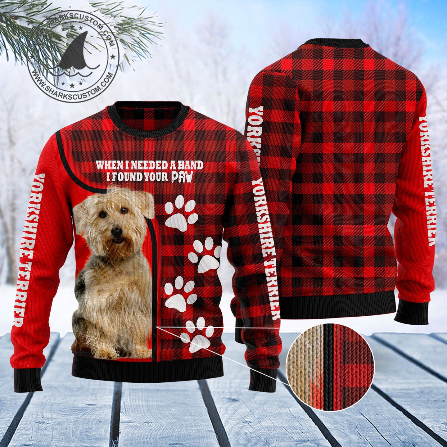 Yorkshire Terrier Paw T2710 Ugly Christmas Sweater