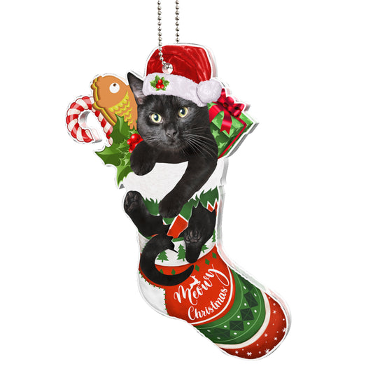 Black Cat Christmas Tree Socks Acrylic Ornament
