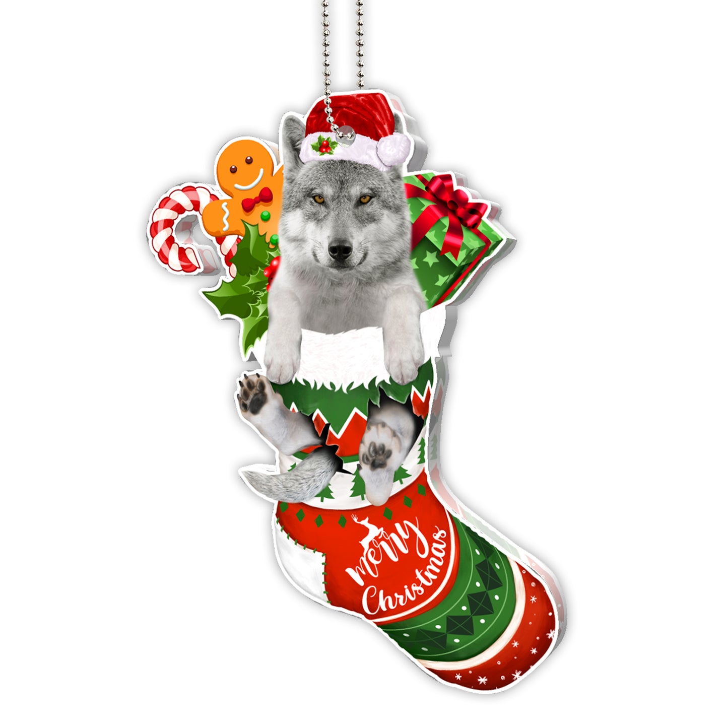 Wolf Tree Socks Acrylic Ornament