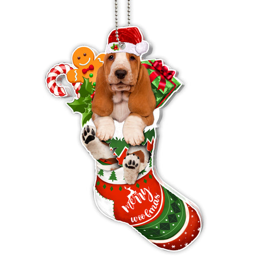Basset Hound Tree Socks Acrylic Ornament
