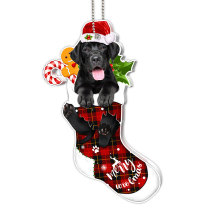 Black Labrador Tree Socks Acrylic Ornament