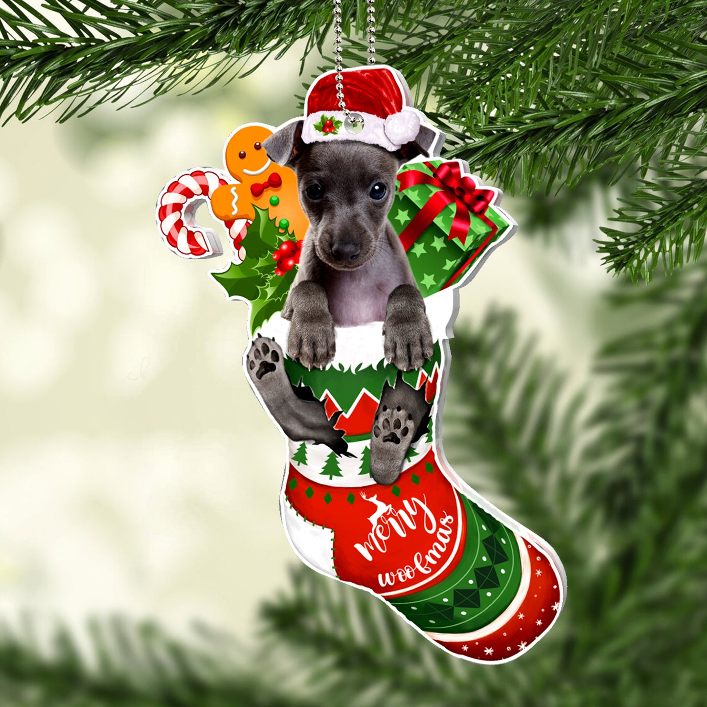 Italian Greyhound Tree Socks Acrylic Ornament