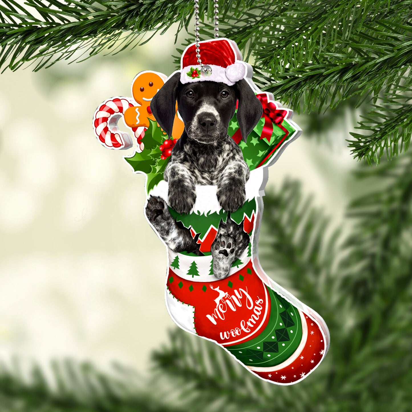 German Shorthaired Pointer Tree Socks Acrylic Ornament