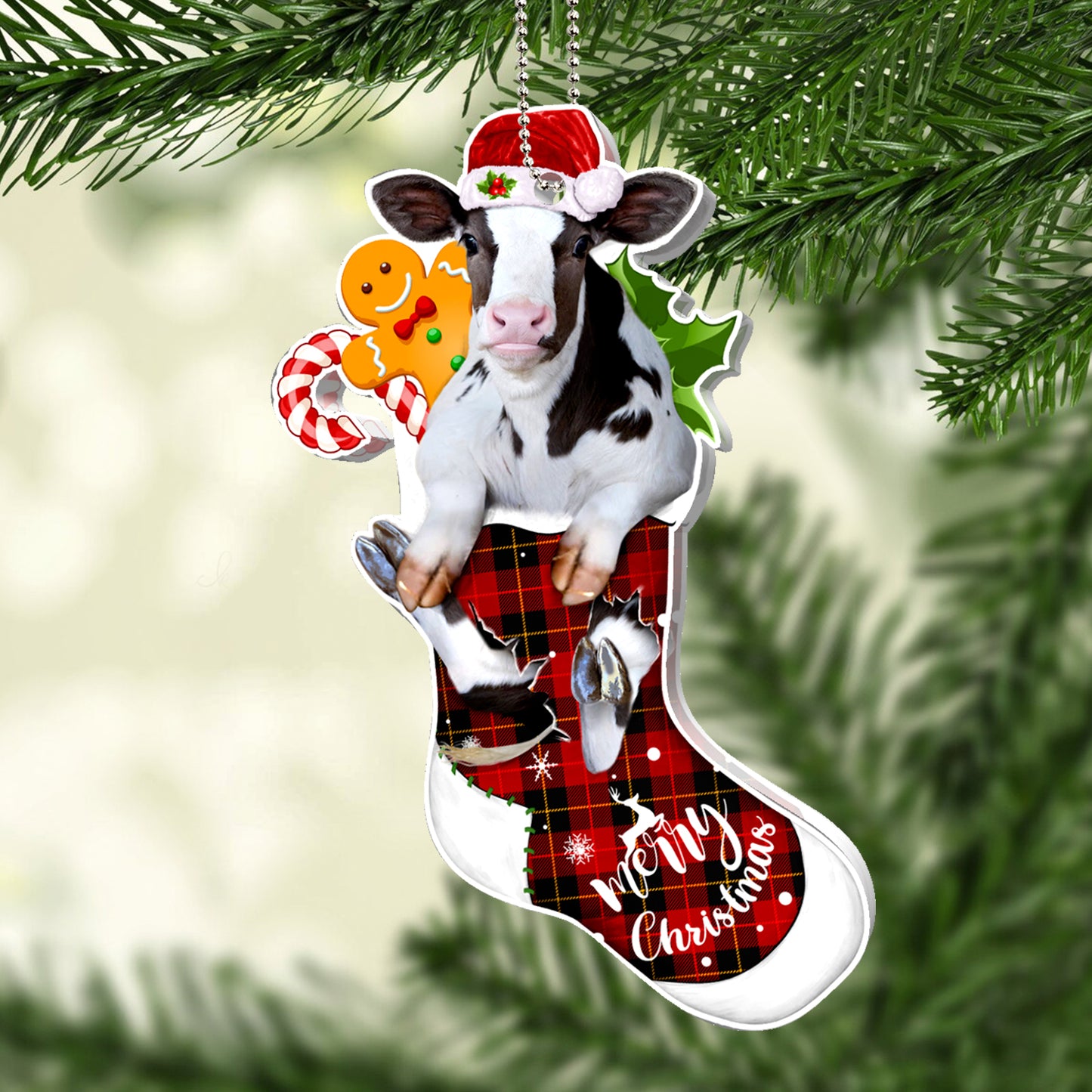 Cow Tree Socks Acrylic Ornament