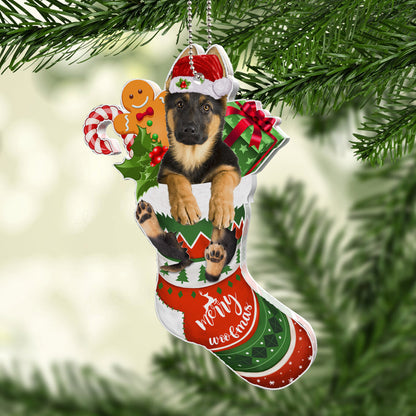 German Shepherd Dog Tree Socks Acrylic Ornament