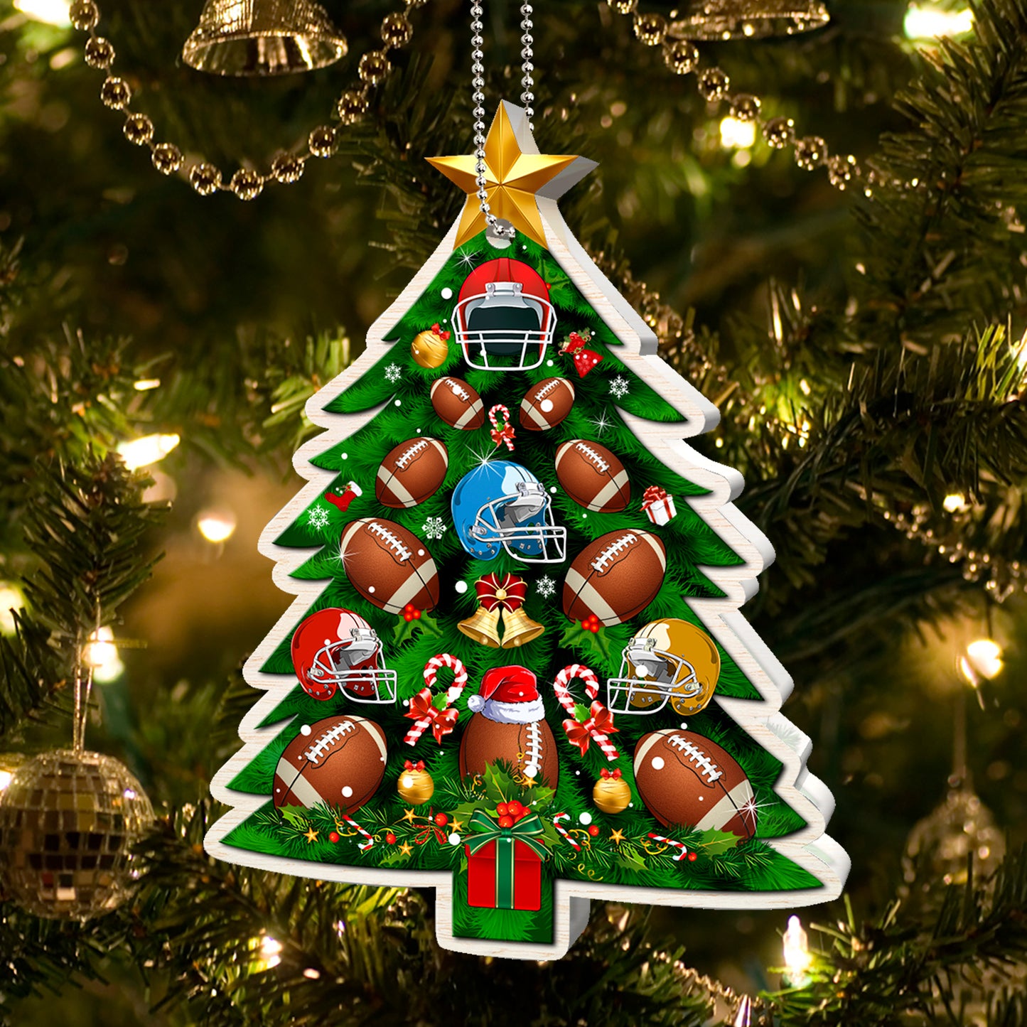 Rugby Football Christmas Tree Acrylic Ornament