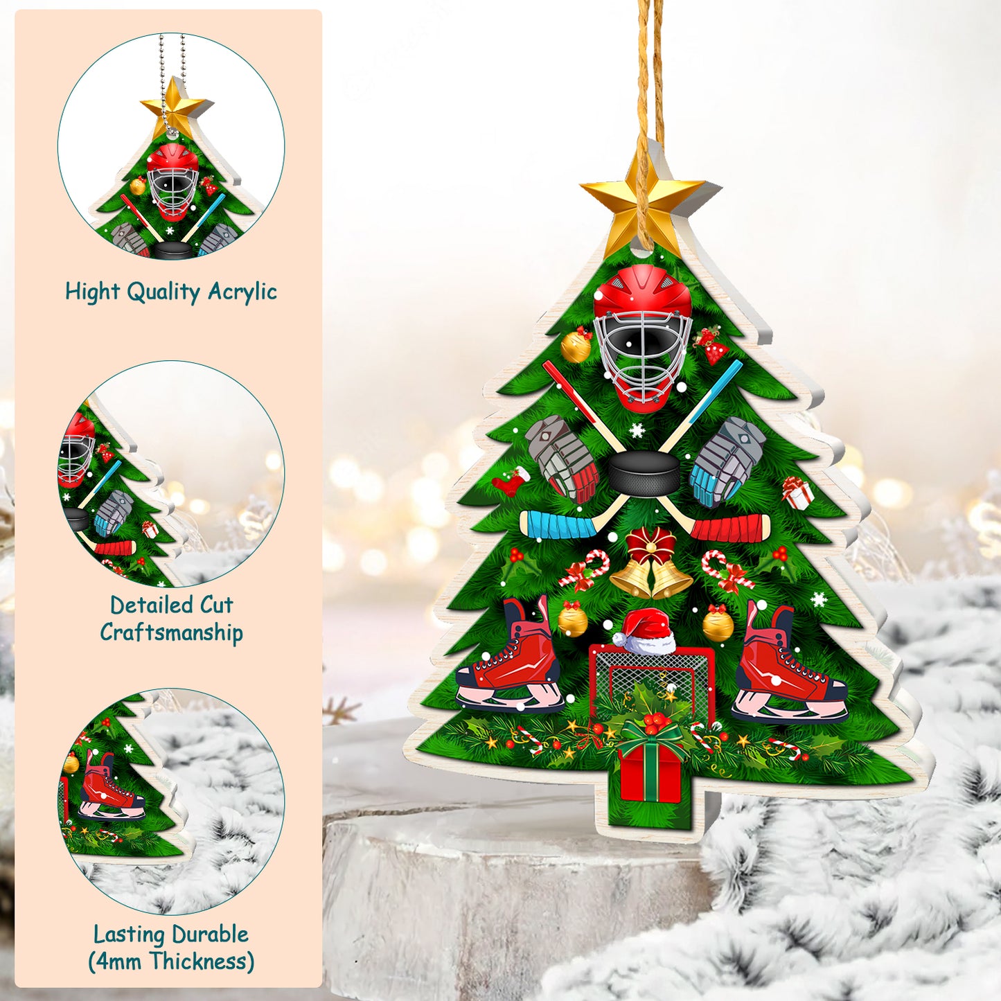 Hockey Christmas Tree Acrylic Ornament