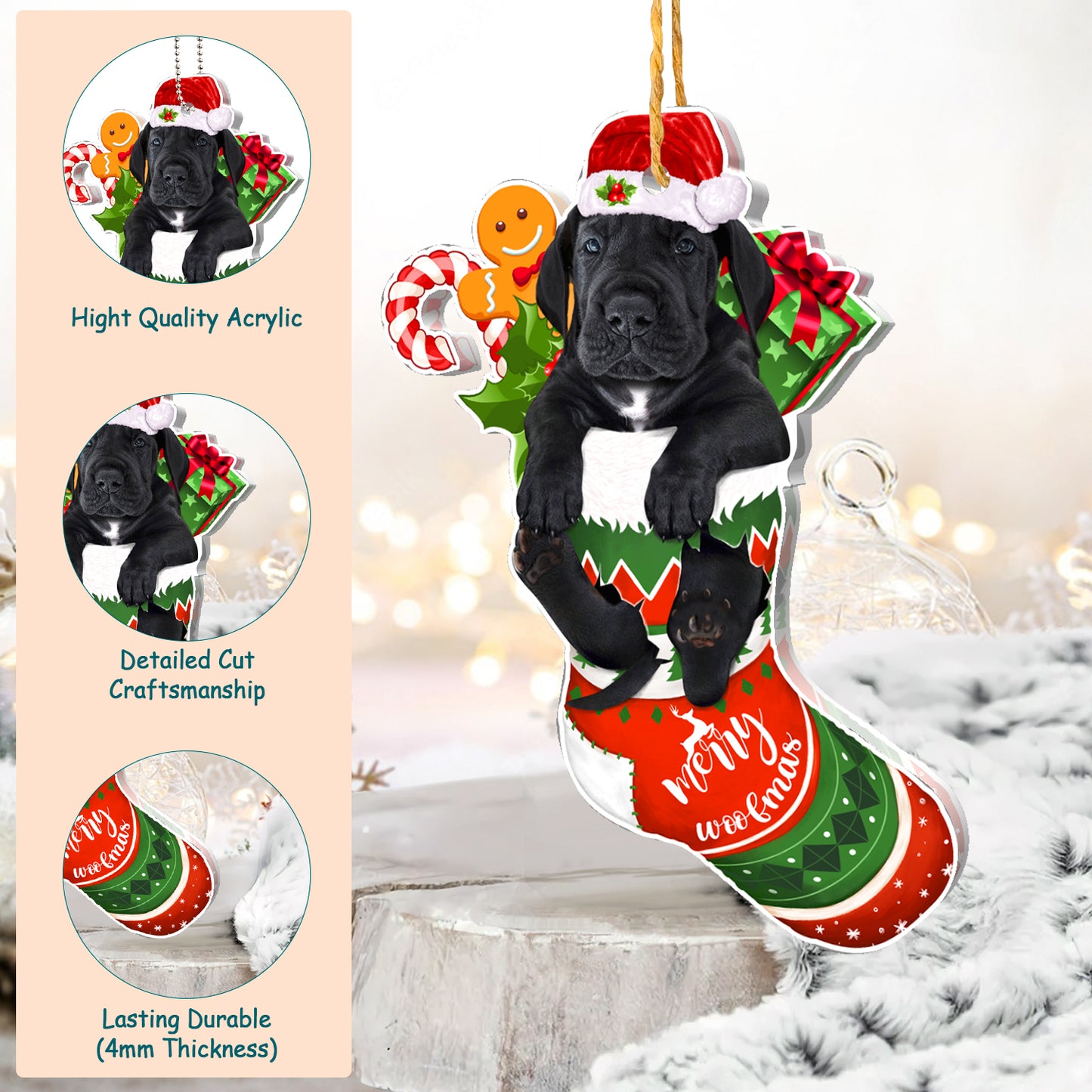 Great Dane Red Truck Acrylic Ornament
