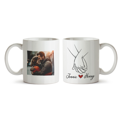 Holding Hands Custom Photo Couple Valentine Gifts Idea Coffee Mug