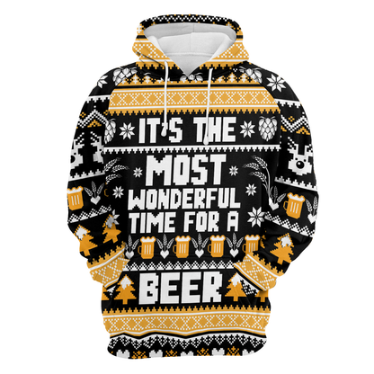 Wonderful Time For A Beer All Over Print Unisex Hoodie