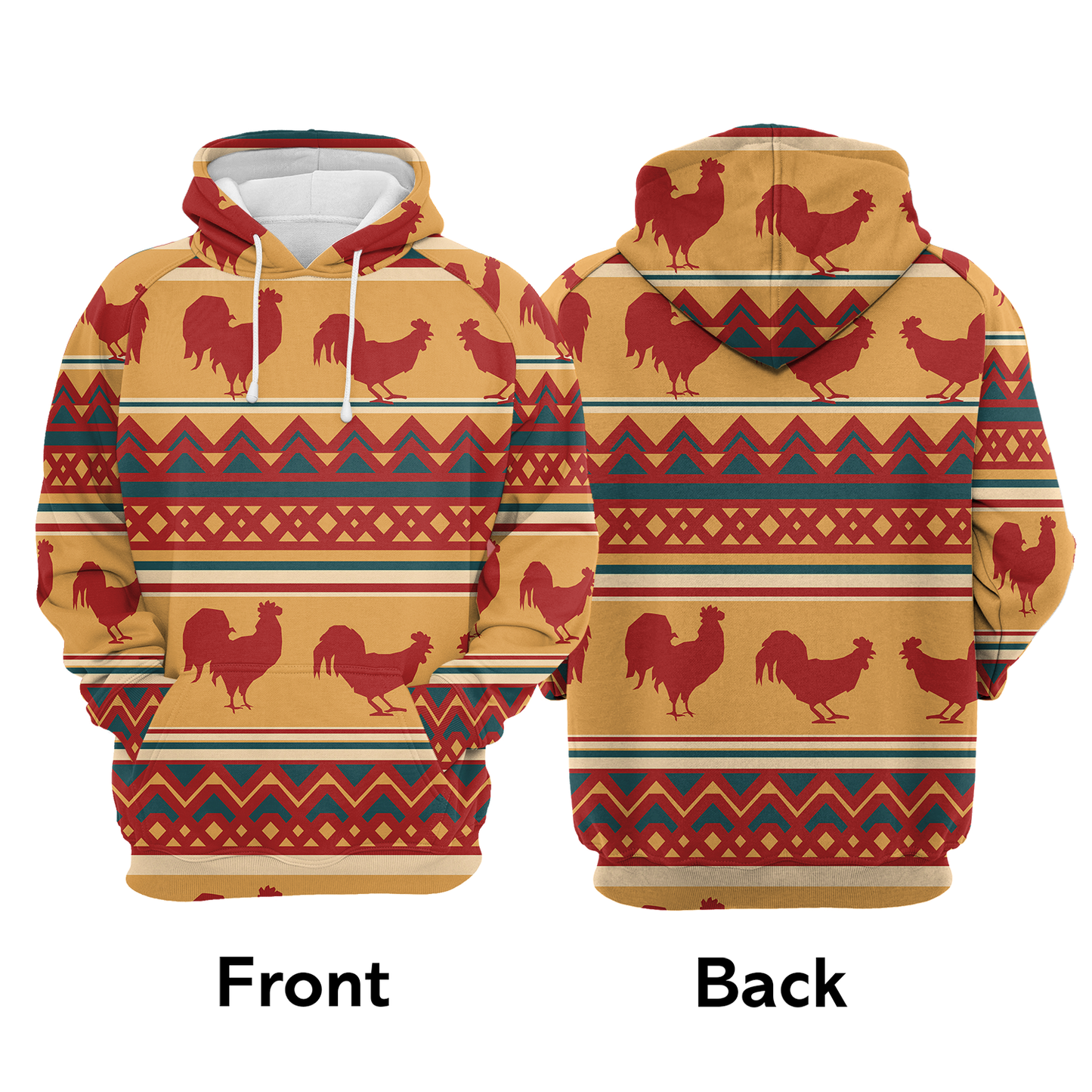 Vintage Chicken All Over Print Unisex Hoodie