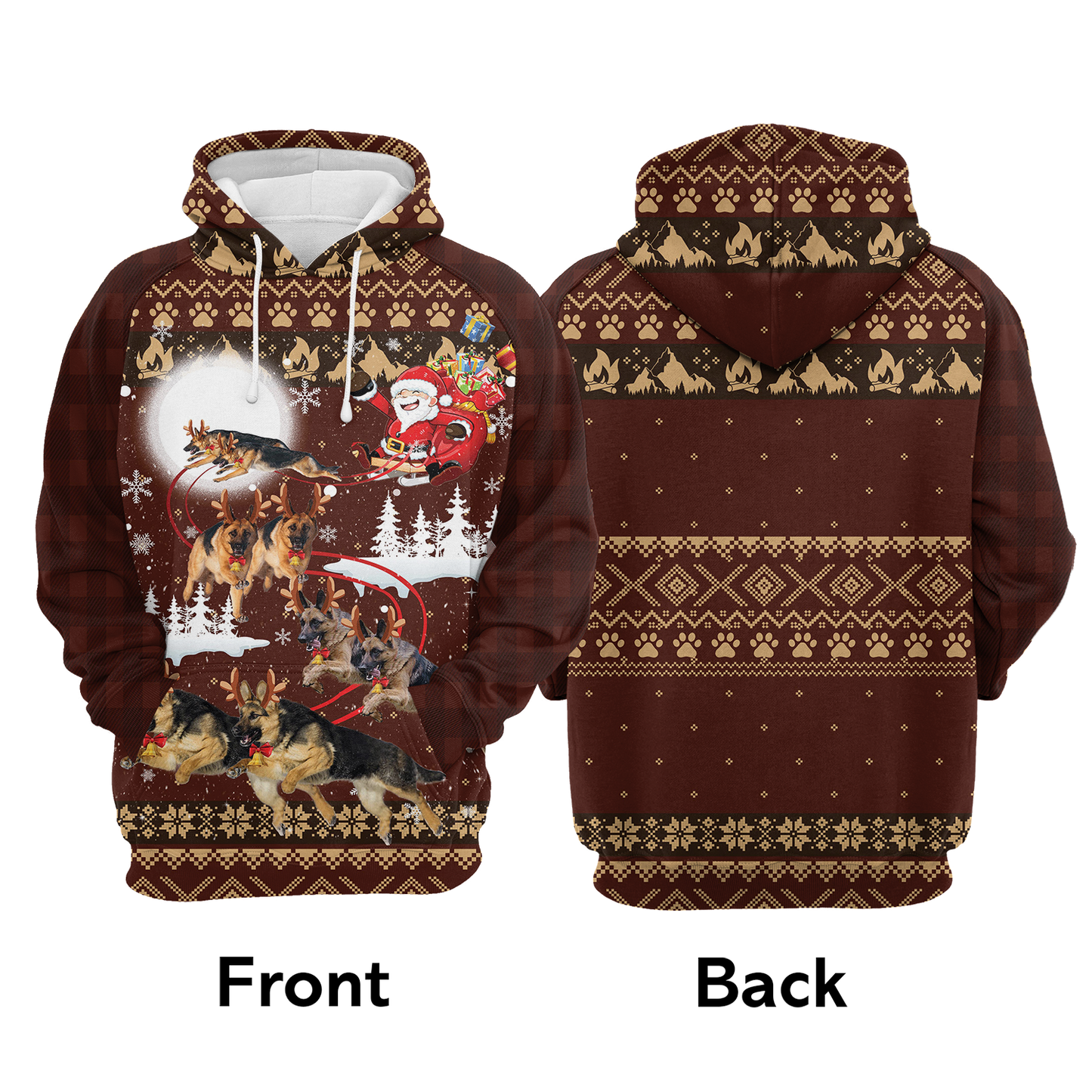 German Shepherd Sleigh All Over Print Unisex Hoodie