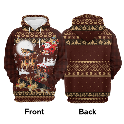 German Shepherd Sleigh All Over Print Unisex Hoodie