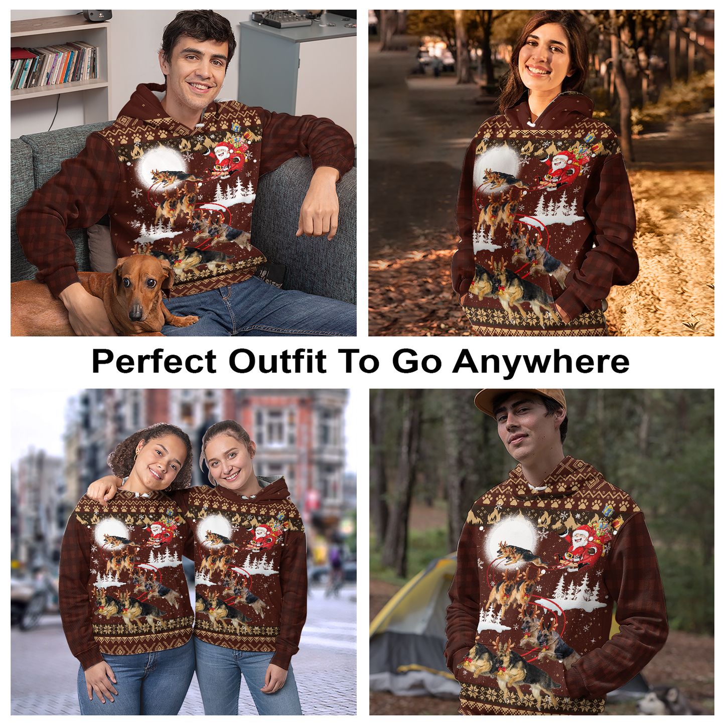 German Shepherd Sleigh All Over Print Unisex Hoodie