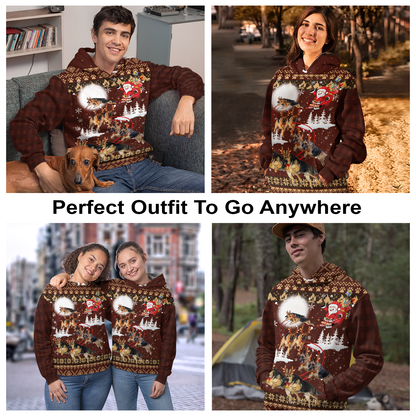 German Shepherd Sleigh All Over Print Unisex Hoodie