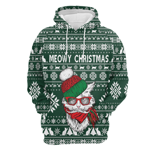 Meowy Christmas All Over Print Unisex Hoodie