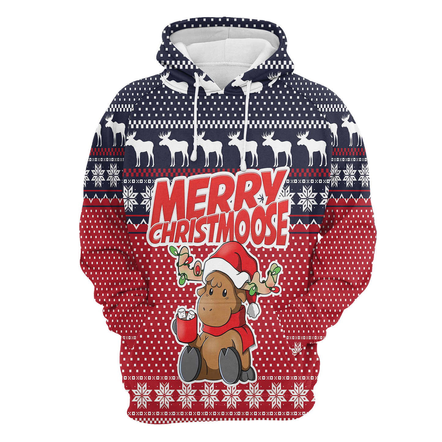 Moose Merry All Over Print Unisex Hoodie