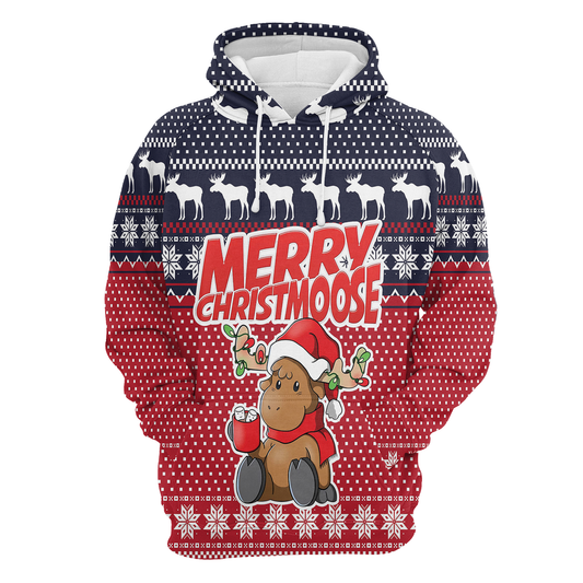 Moose Merry All Over Print Unisex Hoodie