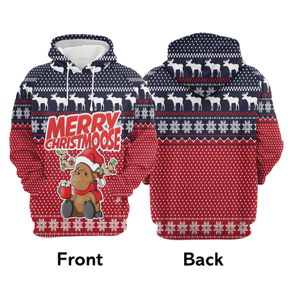 Moose Merry All Over Print Unisex Hoodie