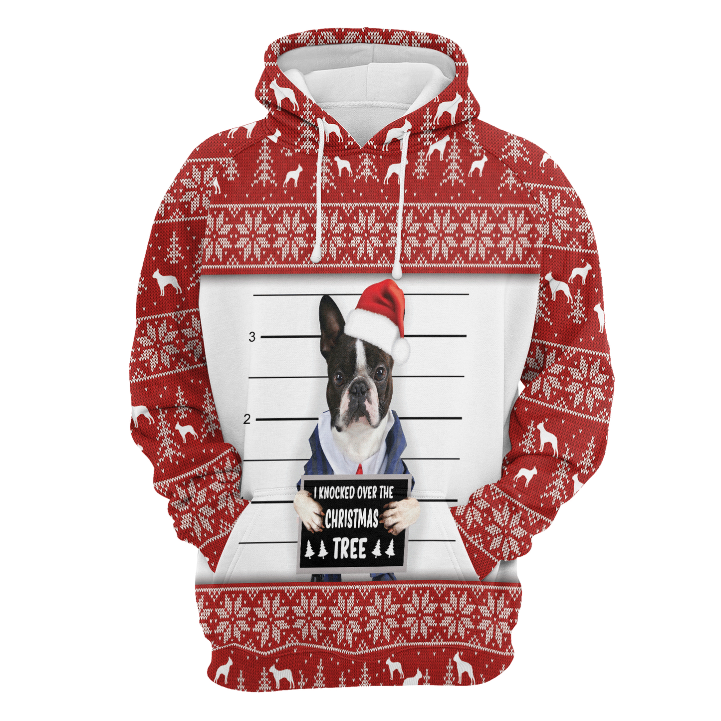 Boston Terrier I Knocked Over The Christmas Tree All Over Print Unisex Hoodie