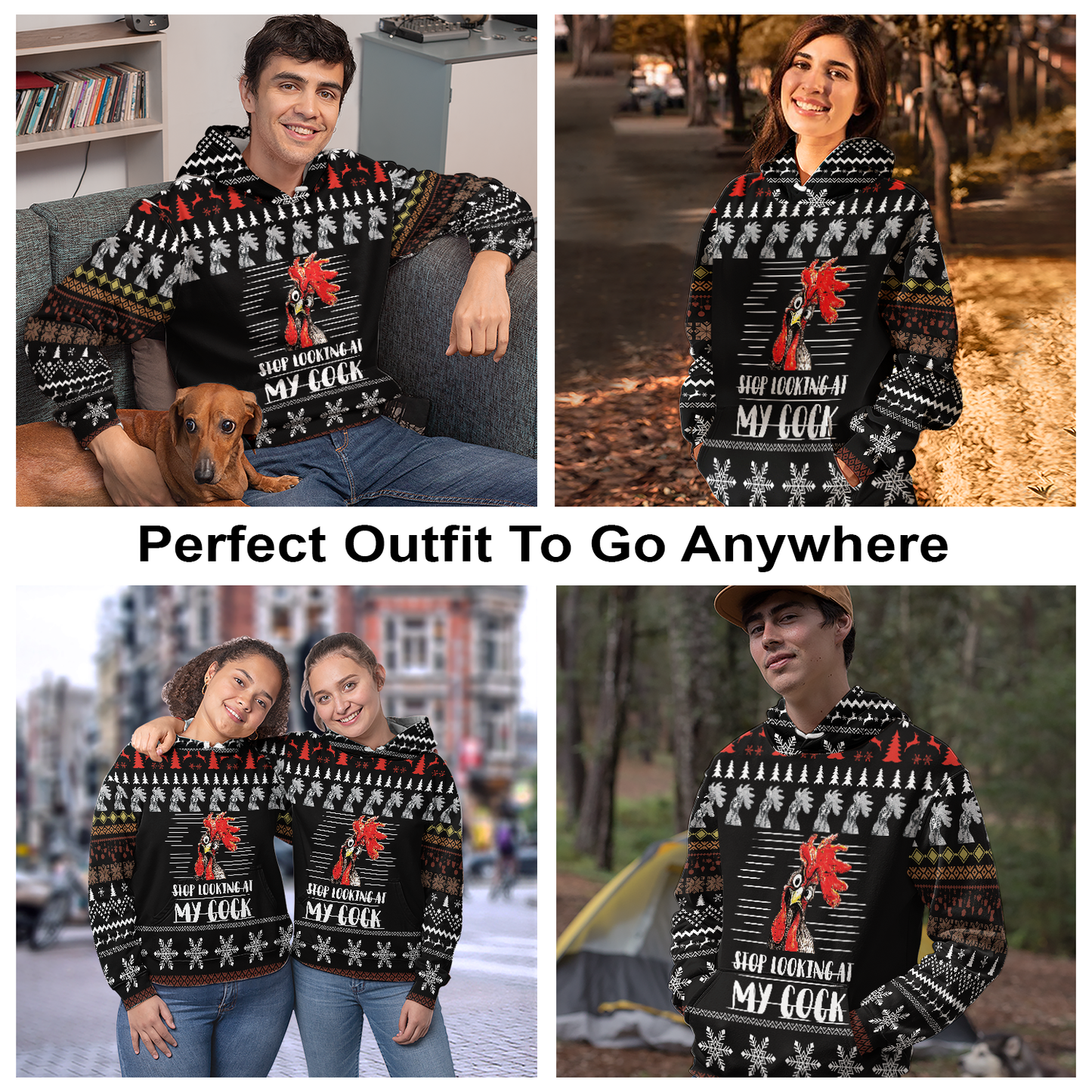 Stop Looking At My Cock All Over Print Unisex Hoodie