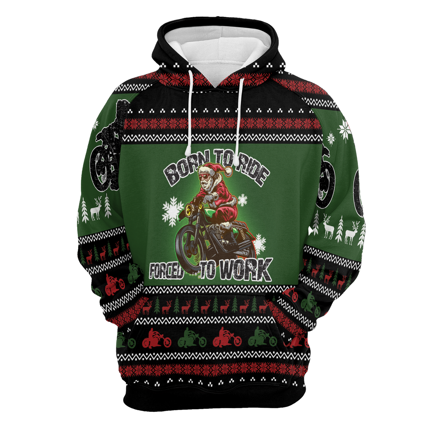 Santa Born To Ride All Over Print Unisex Hoodie