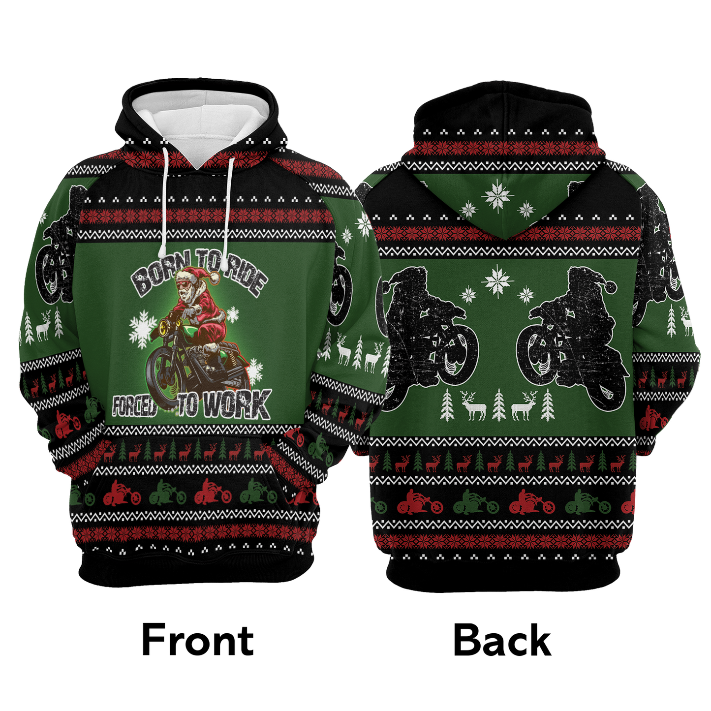 Santa Born To Ride All Over Print Unisex Hoodie