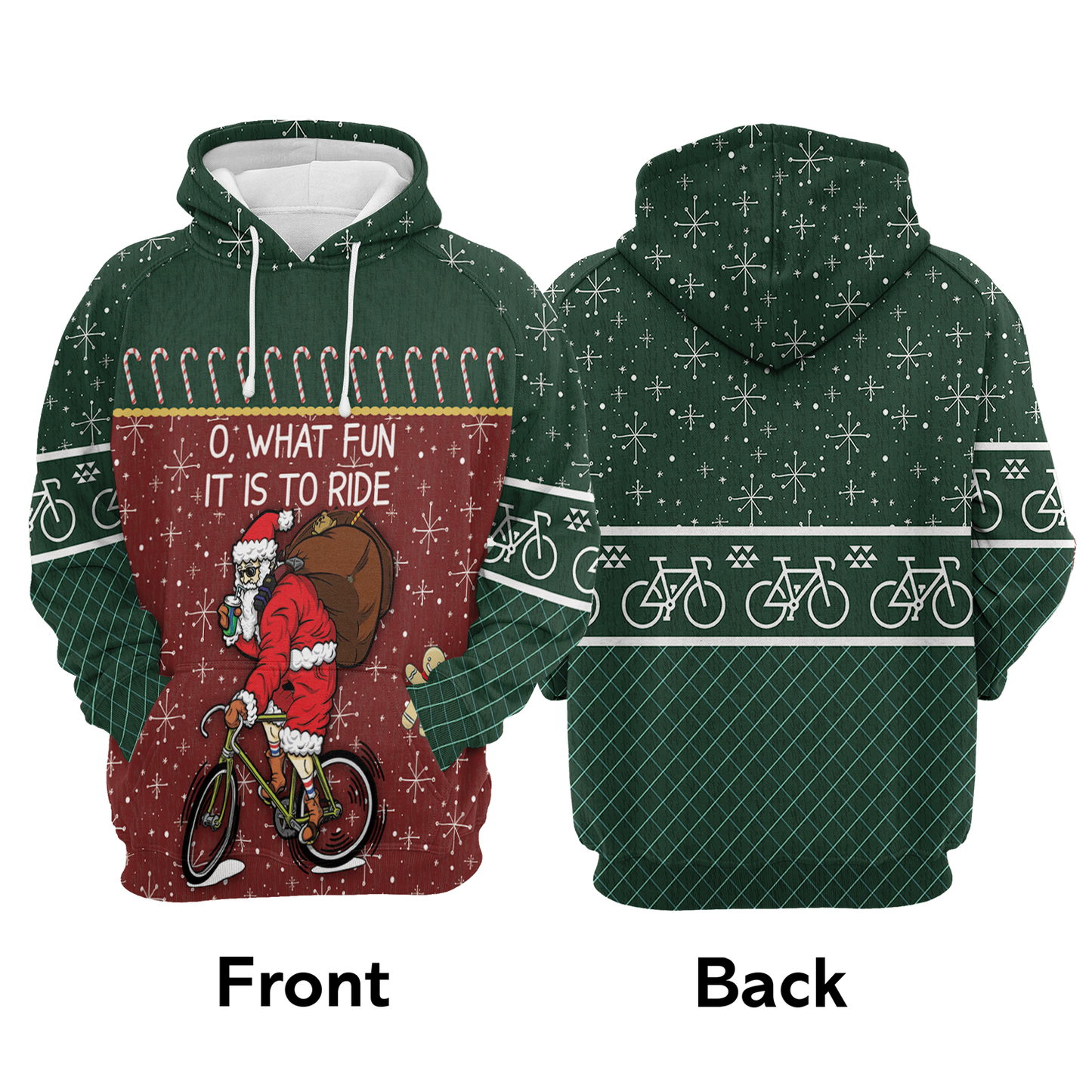 Santa Cycling All Over Print Unisex Hoodie